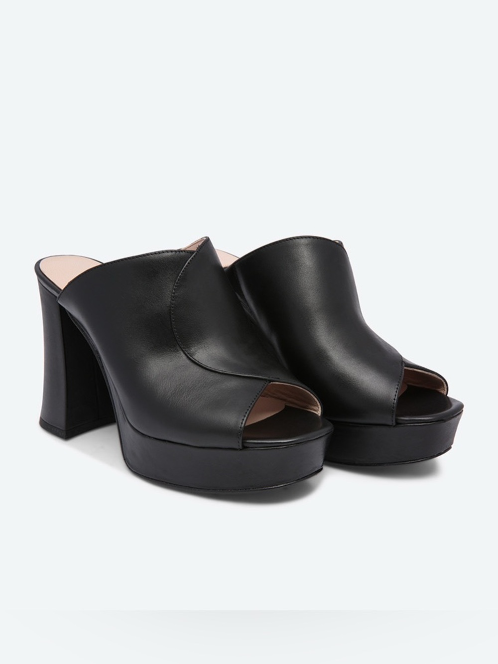 Nine West Lisana Black Leather Mule Heels Women’s Size 9.5